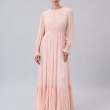 Gathered Chiffon Maxi Dress