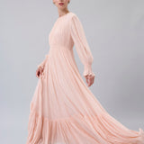 Gathered Chiffon Maxi Dress