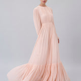 Gathered Chiffon Maxi Dress