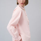 Embellished-Neck Cotton Blouse