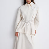 Nean Embellished Flower Detailed Jacket Shirt
 Ecru