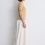 Nean Embellished Neckline Tricot Top
 Beige