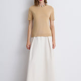 Nean Embellished Neckline Tricot Top
 Beige