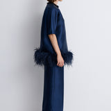 Nean Embellished Feather Hem Tunic Navy