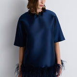 Nean Embellished Feather Hem Tunic Navy