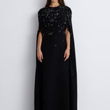 Nean Embellished Cape Gown Black