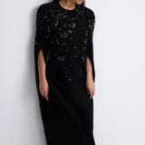 Nean Embellished Cape Gown Black