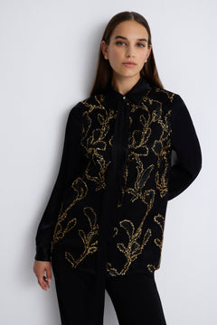 Nean Embroidered Sequin Shirt Blouse Black