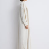 Nean Pleated Long Sleeve Dress Off White