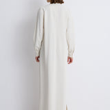 Nean Pleated Long Sleeve Dress Off White