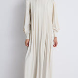 Nean Pleated Long Sleeve Dress Off White