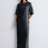Nean Full-Length Sequin Dress Dark Grey